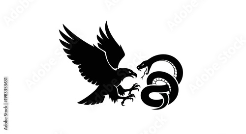 Eagle vs Snake Silhouette: Nature's Fierce Battle, Predator vs Prey