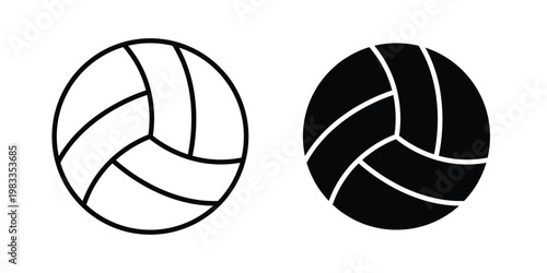 Volleyball icon outline style. Black solid silhouette style icons