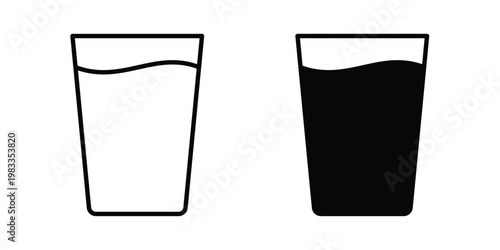 Water glass icon outline style. Black solid silhouette style icons