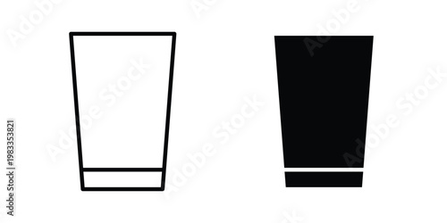 Water glass icon outline style. Black solid silhouette style icons