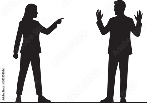 Funny Couple Arguing and Playful Surrender Silhouettes