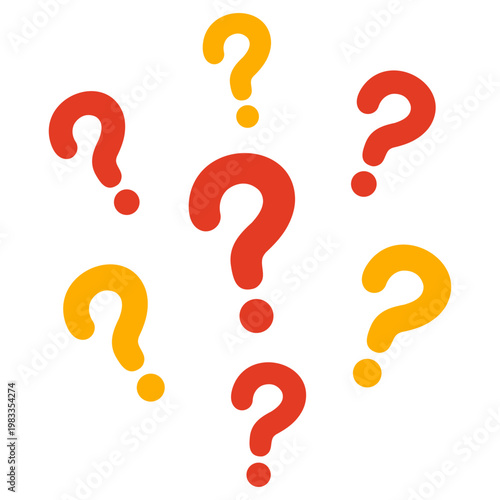 カワイイはてなマークがたくさん浮かぶイラスト