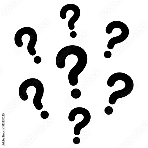 はてなマークがたくさん浮かぶイラスト