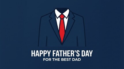 Father's Day Greeting Card with Blue Suit and Red Tie Icon