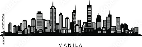 Cityscape silhouette a dramatic black and white skyline of urban buildings