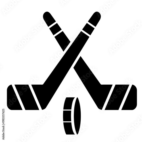 Crossed Hockey Sticks and Puck