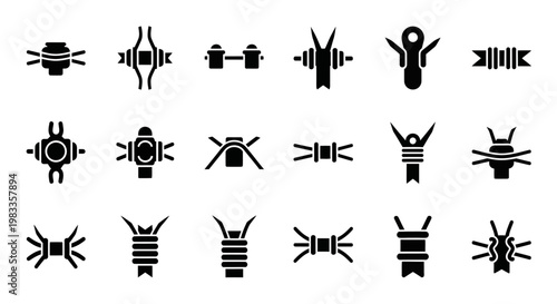 Black insect, bug, beetle icons, set of 20 vector graphics, pest, animal symbols