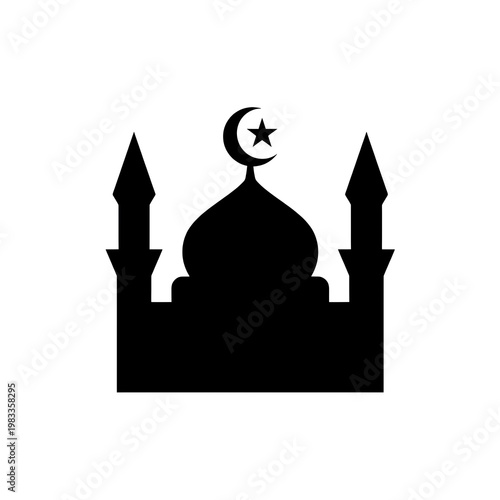 silhouette of mosque
mosque vector illustration
silhouette of mosque in black