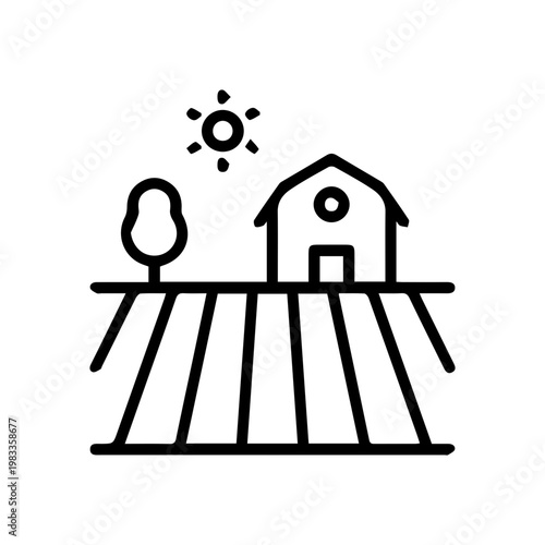 Farm landscape icon