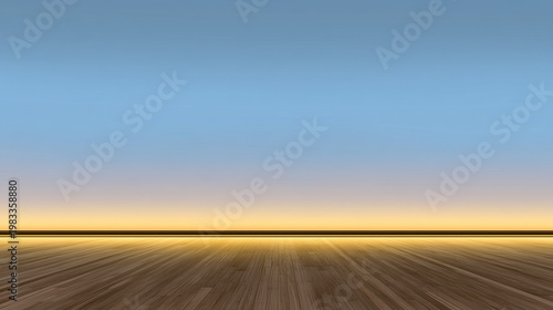 A wooden patio deck at dusk with subtle warm lighting and a soft sky gradient. lifestyle magazines, social media lookbooks, designed for influencer and brand collaborations.