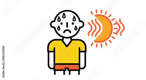 Sweating Person Suffering From Heat Stroke and High Summer Temperature
