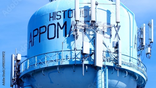 Water Tower in Appomattox Virginia Rural Town Aerial Landscape