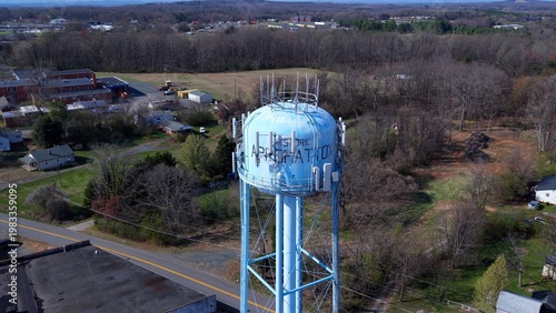 Water Tower in Appomattox Virginia Rural Town Aerial Landscape