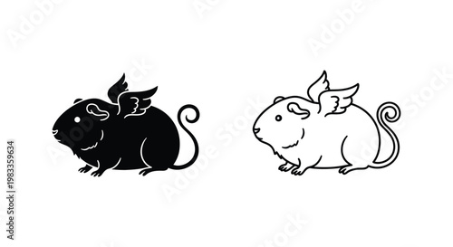 Fantasy Rodents: Mythical Mouse & Dragon Hamster Designs Vector