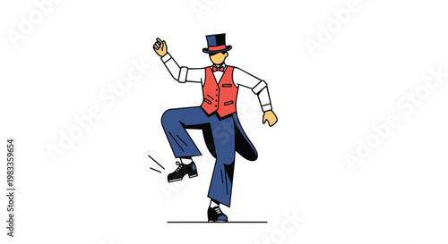 Tap Dancer in Formal Attire Performing a Classic Dance Move