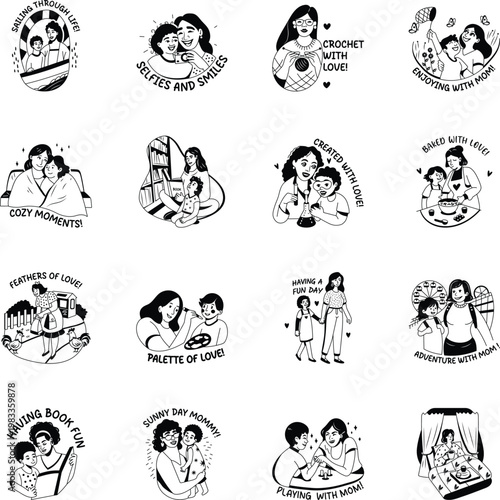 Collection of Glyph Style Mother Love Sticker
