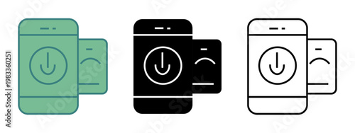 Smart Home Control Icon Set. 3 style silhouette, line art , two tone icon