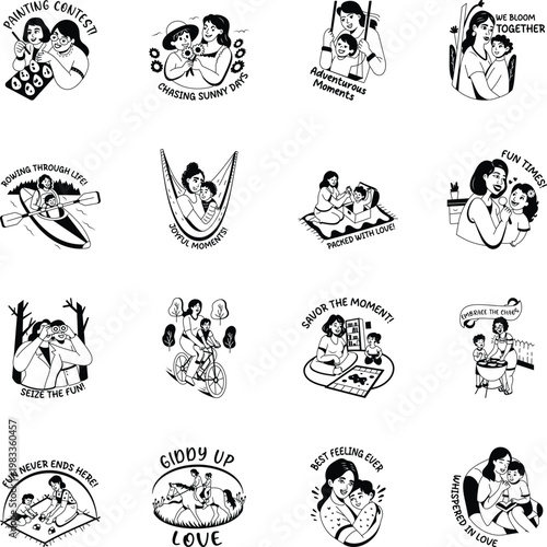 Collection of Motherhood Glyph Stickers 
