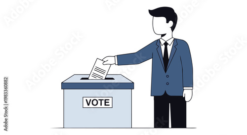 Businessman casting a vote in a ballot box for election