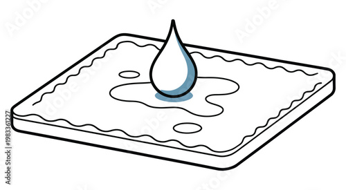 material technology concepts for UI and product design.
Water droplet on waterproof surface icon set, clean vector illustration of bead-like water behavior on coated material, symbolizing water resist