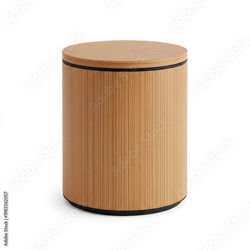 A brown cylinder with a black rim