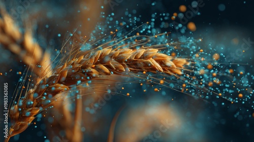 Wallpaper Mural Detailed Visualization of Wheat Plant with Micro Nutrient Molecules and Dynamic Abstract Elements Torontodigital.ca