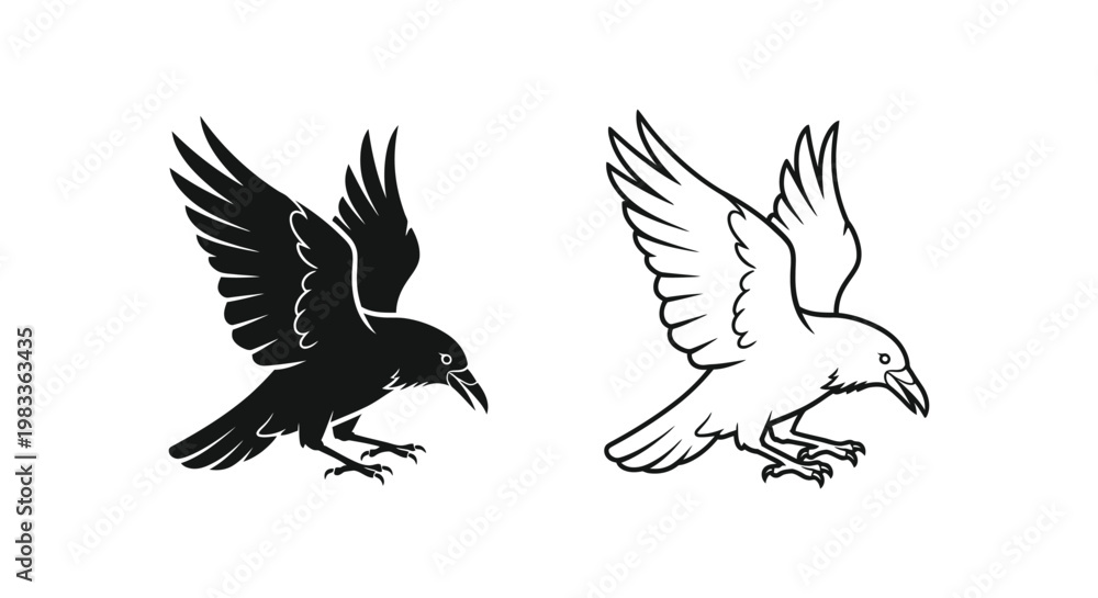 Fototapeta premium Black White Bird Silhouettes Design Ideas & Illustrations Vector