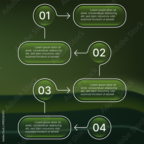 Green gradient infographic template with four steps flow design
