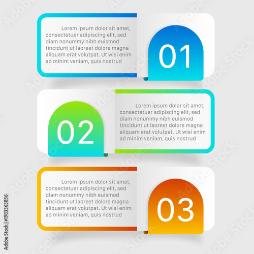 Colorful modern infographic template with three steps process layout