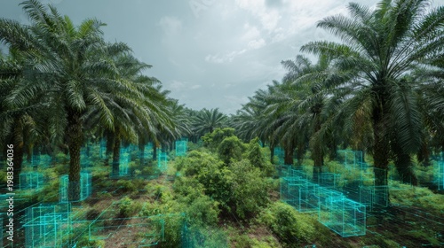 Wallpaper Mural Holographic Nutrient Monitoring System in Oil Plantation Enhancing Sustainable Agriculture Practices Torontodigital.ca