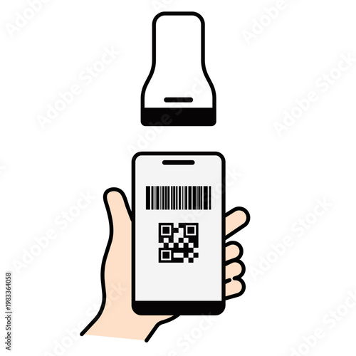 QRコードとバーコードを読み取るスキャンアイコン（線画ありカラー） – シンプル操作UIアイコンシリーズ