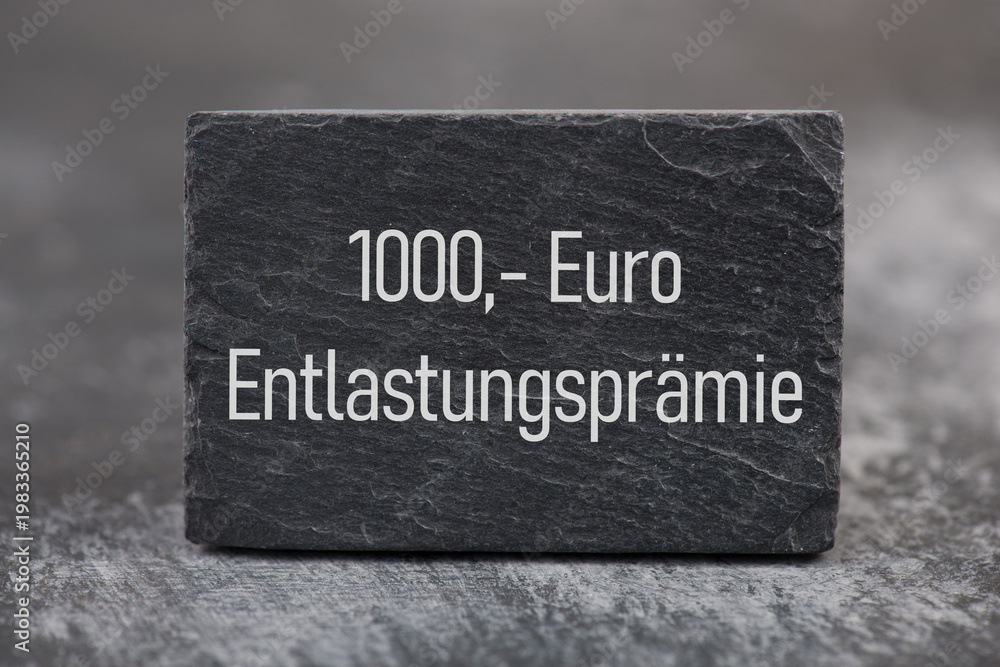 Fototapeta premium Relief bonus in german language, economic, financial and energy crisis, inflation, poverty, increase of living costs, social issue, income payment, extra money 