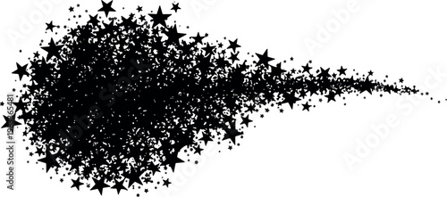 Black Star Dust Cloud Abstract Pattern on White Background Artistic Design