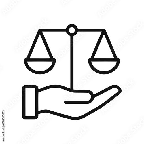 A hand holding a scale of justice on a for law and justice concepts