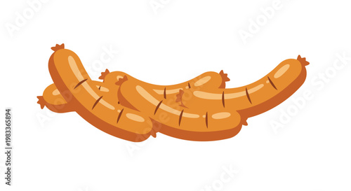 A delightful cluster of plump, grilled sausages, boasting a rich golden-brown hue and enticing grill marks, ready for a delicious meal.