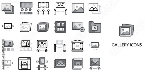 Gallery simple concept 24 Grew color icons set .Vector illustration.