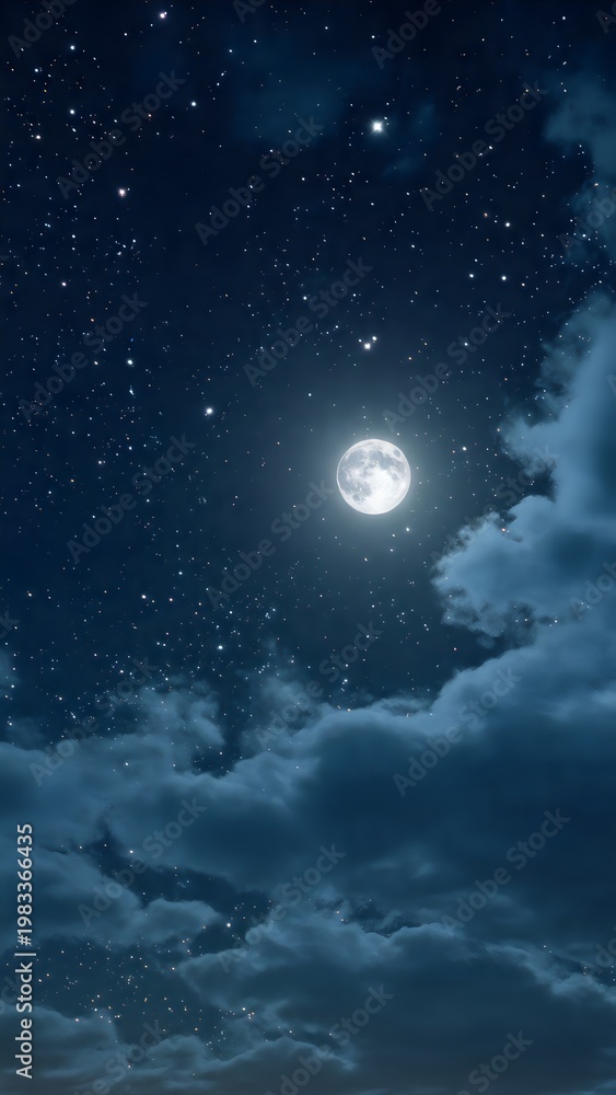 Naklejka premium moon in starry night sky background