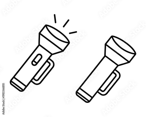 Flashlight Torch Icon Set Light Beam Vector Illustration