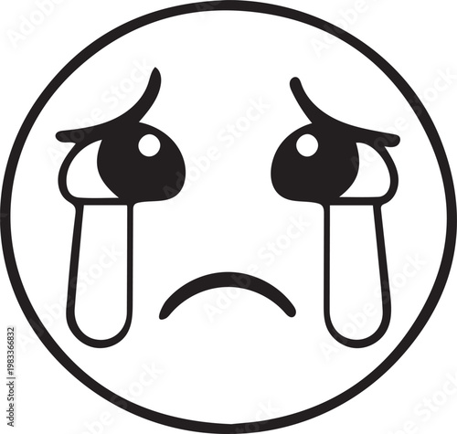 Crying Sad Emoji Icon – Tearful Face Expression Symbol