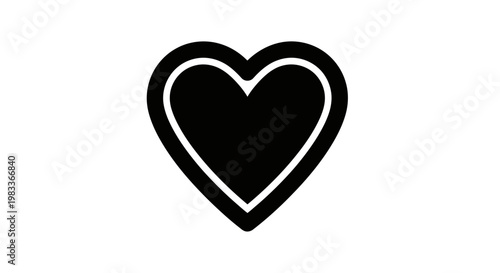 Black heart icon on white background symbolizing love and affection