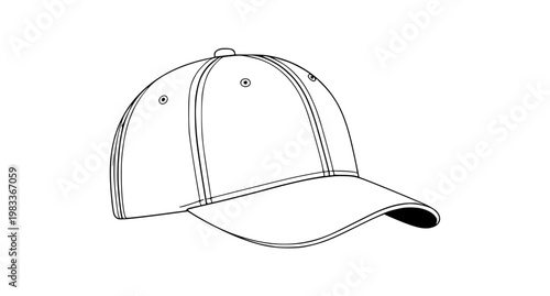 Blue Baseball Cap Vector Illustration on White Background