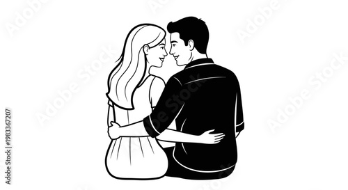 Couple in embrace vector illustration of romantic connection and love