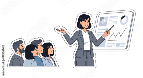 Businesswoman giving presentation to colleagues in office