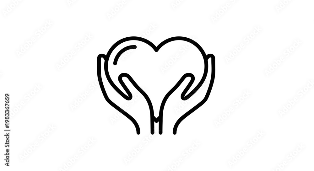 Obraz premium Hands holding a heart shape icon symbol of care and support