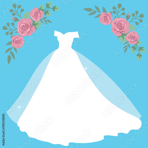 Bridal shower invitation with wedding dress