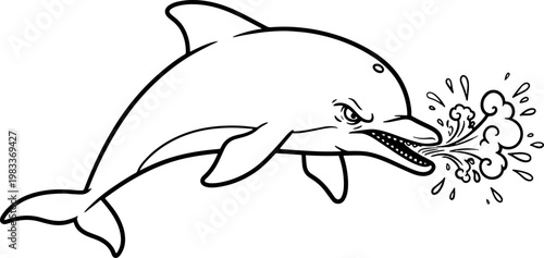 Cartoon Dolphin Spouting Water in Playful Illustration