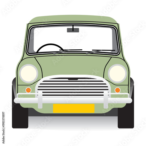 Old vintage olive green small car