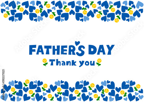 ハートと黄色いバラ模様の父の日イラスト