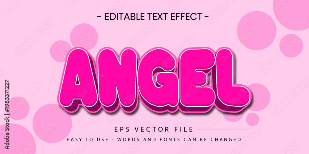 Fototapeta premium Angel Pink Girlie Text Effect Vector
