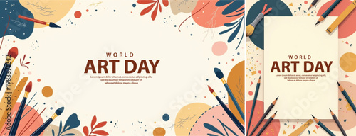 Elegant world art day background, World art day illustration for website, banner & social media template
